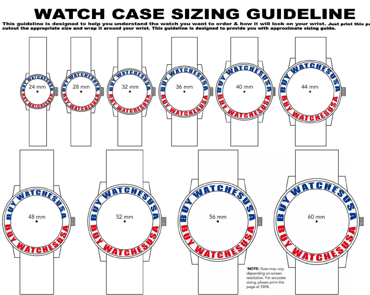Men S Watch Size Chart